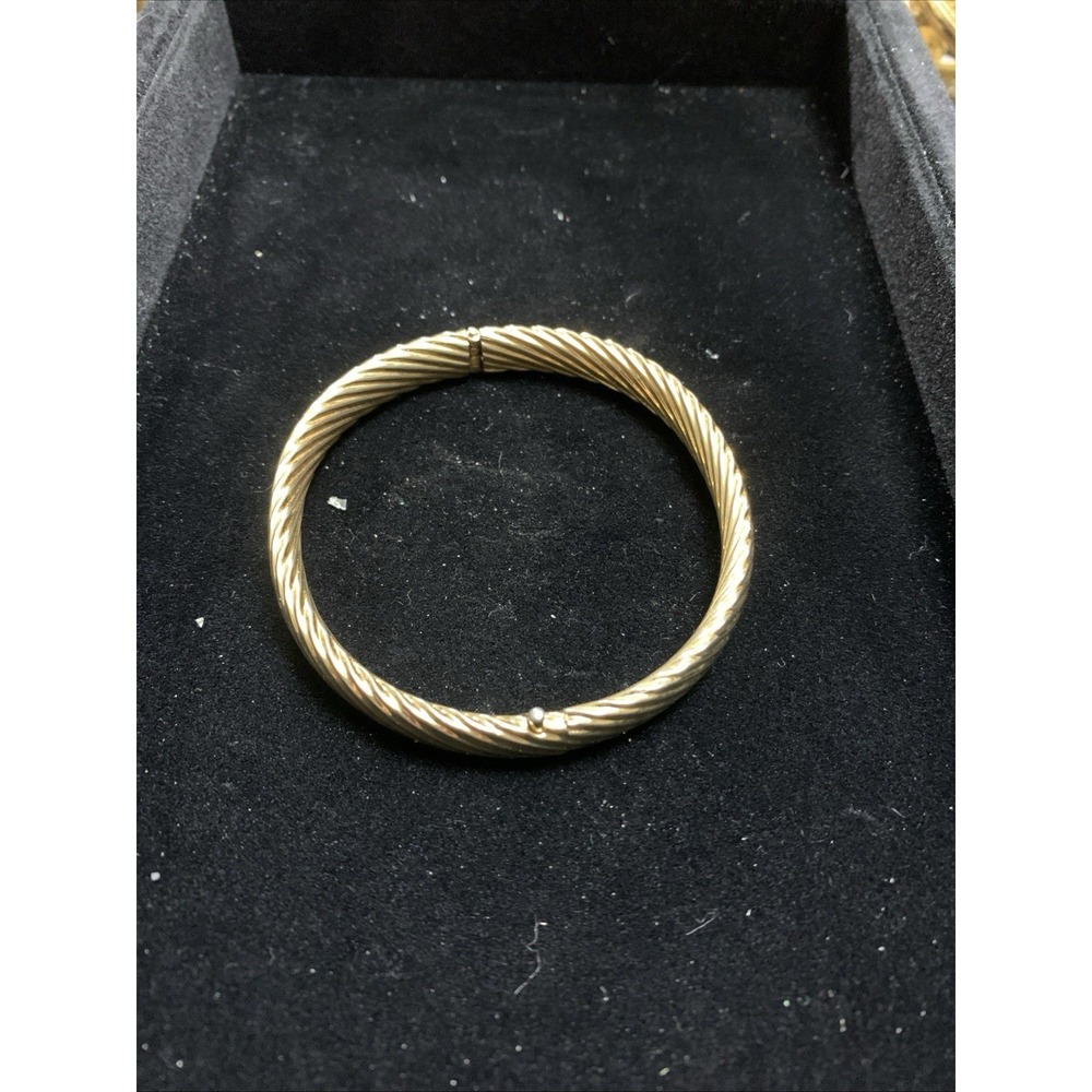 Monet Gold Tone Twisted Bangle Bracelet Hinged Expanding Locking
